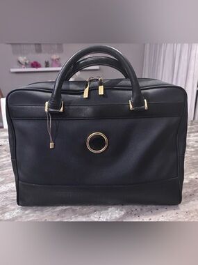RARE VINTAGE Versace Nylon + Leather Black Briefcase